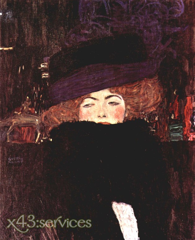 Gustav Klimt - Portraet Dame mit Hut und Federboa - zum Schließen ins Bild klicken